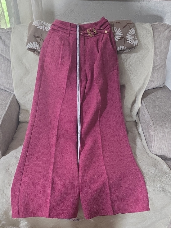Amanda Uprichard Pants - Amanda Uprichard Textured Magenta Wide-Leg Trousers